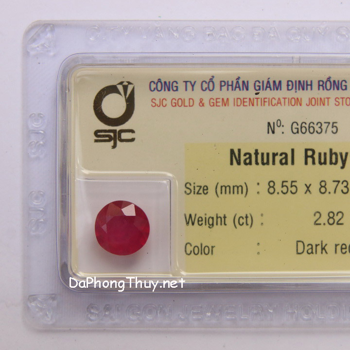 Viên đá ruby kiểm định tự nhiên RBG2.82