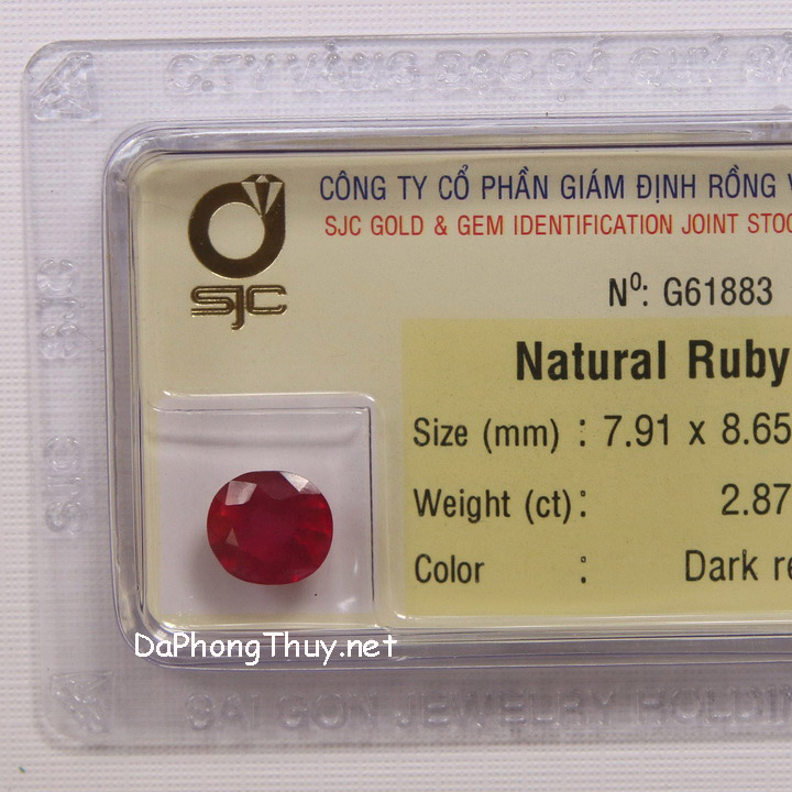 Viên đá ruby kiểm định tự nhiên RBG2.87