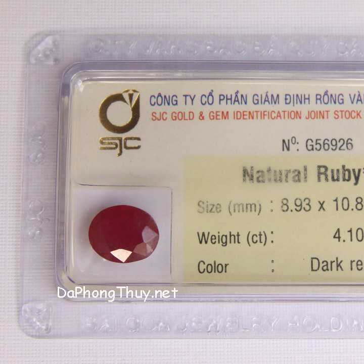 Viên đá ruby kiểm định tự nhiên RBG4.10