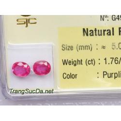 Bông tai trang sức đá ruby DRBB1.76