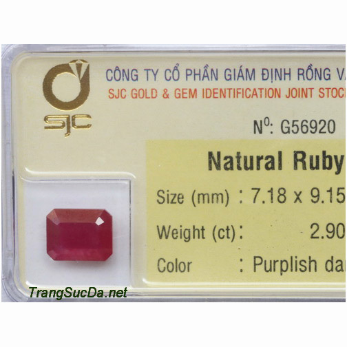 Viên đá ruby kiểm định tự nhiên DRBG2.90