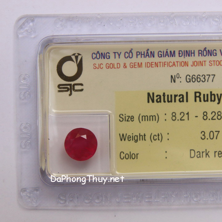 Viên đá ruby kiểm định tự nhiên RBG3.07