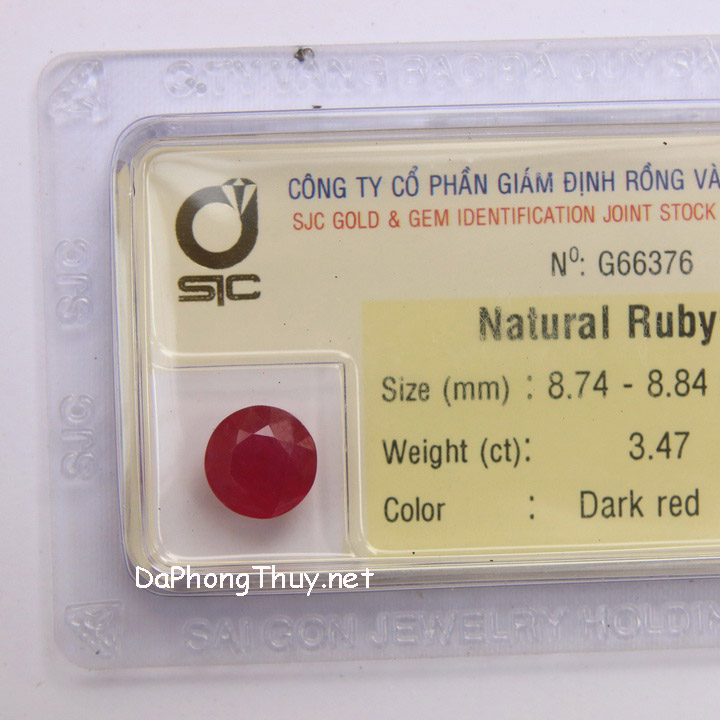 Viên đá ruby kiểm định tự nhiên RBG3.47