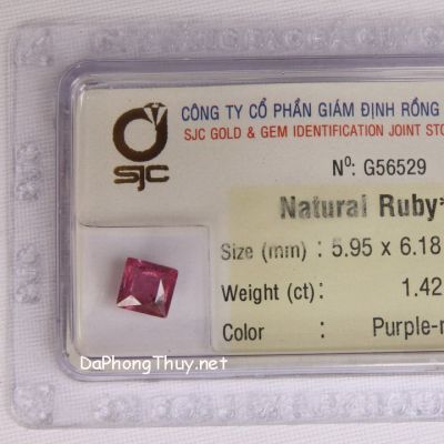 Viên đá ruby kiểm định tự nhiên RBG1.42