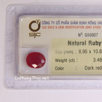 Viên đá ruby kiểm định tự nhiên RBG3.48