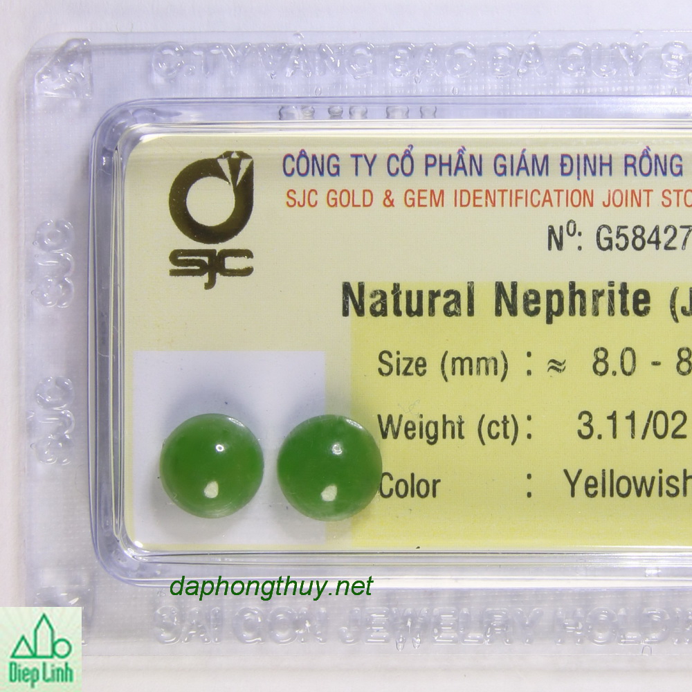 Cặp bông tay ngọc bích nephrite DNBKD3.11