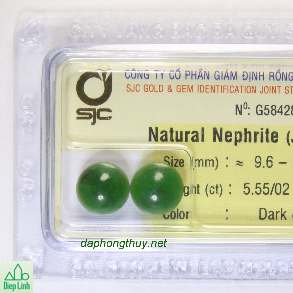 Cặp bông tay ngọc bích nephrite DNBKD5.55