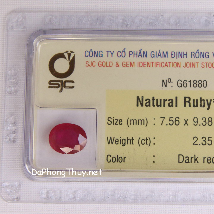 Viên đá ruby kiểm định tự nhiên RBG2.35