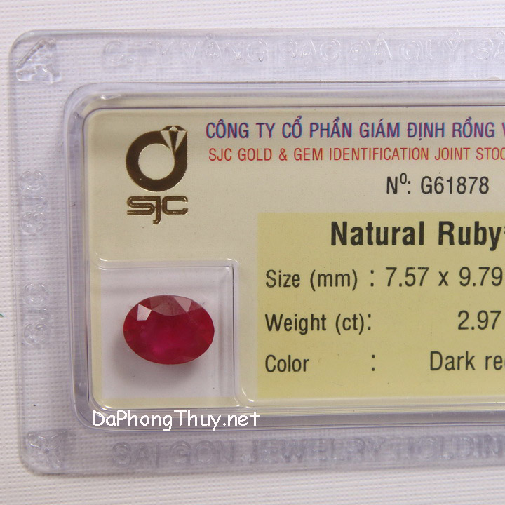 Viên đá ruby kiểm định tự nhiên RBG2.97