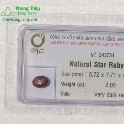 Viên đá ruby sao kiểm định tự nhiên RBS2