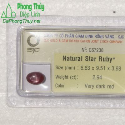 Viên đá ruby sao kiểm định tự nhiên RBS2.94