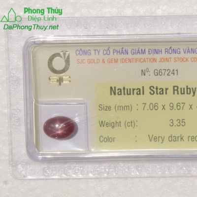 Viên đá ruby sao kiểm định tự nhiên RBS3.35