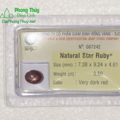 Viên đá ruby sao kiểm định tự nhiên RBS3.5