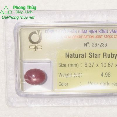 Viên đá ruby sao kiểm định tự nhiên RBS4.98