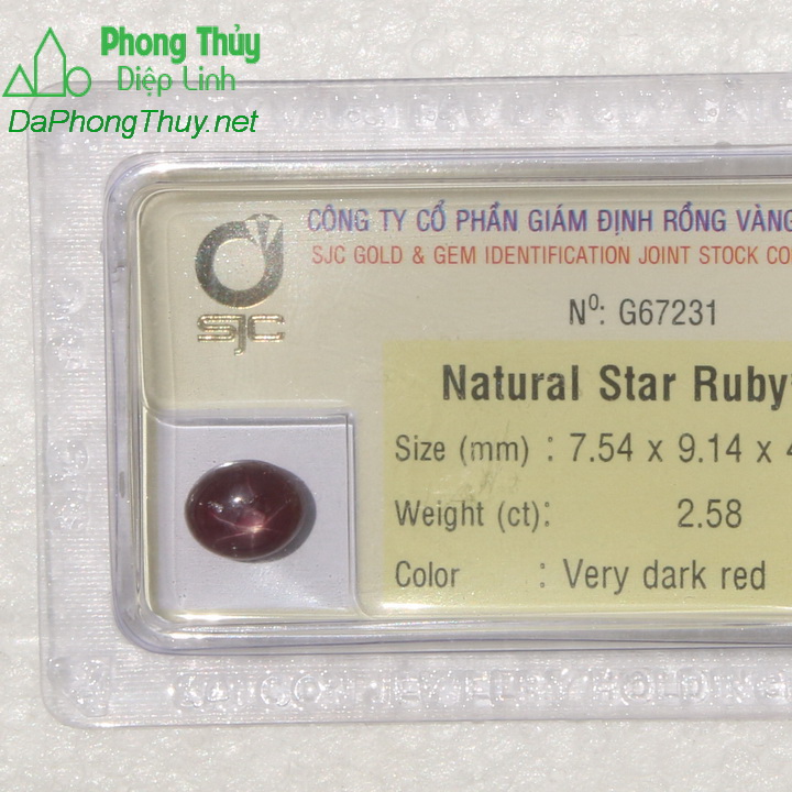 Viên đá ruby sao kiểm định tự nhiên RBS2.58