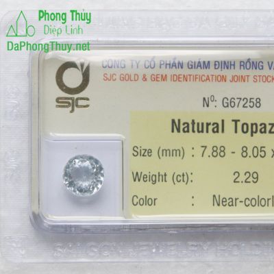 Viên đá phong thuỷ topaz trắng pazt2.29